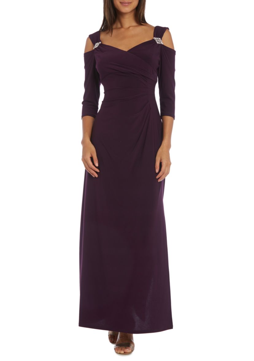 Long Empire Waist Cold Shoulder With 3 4 Sleeves Drs