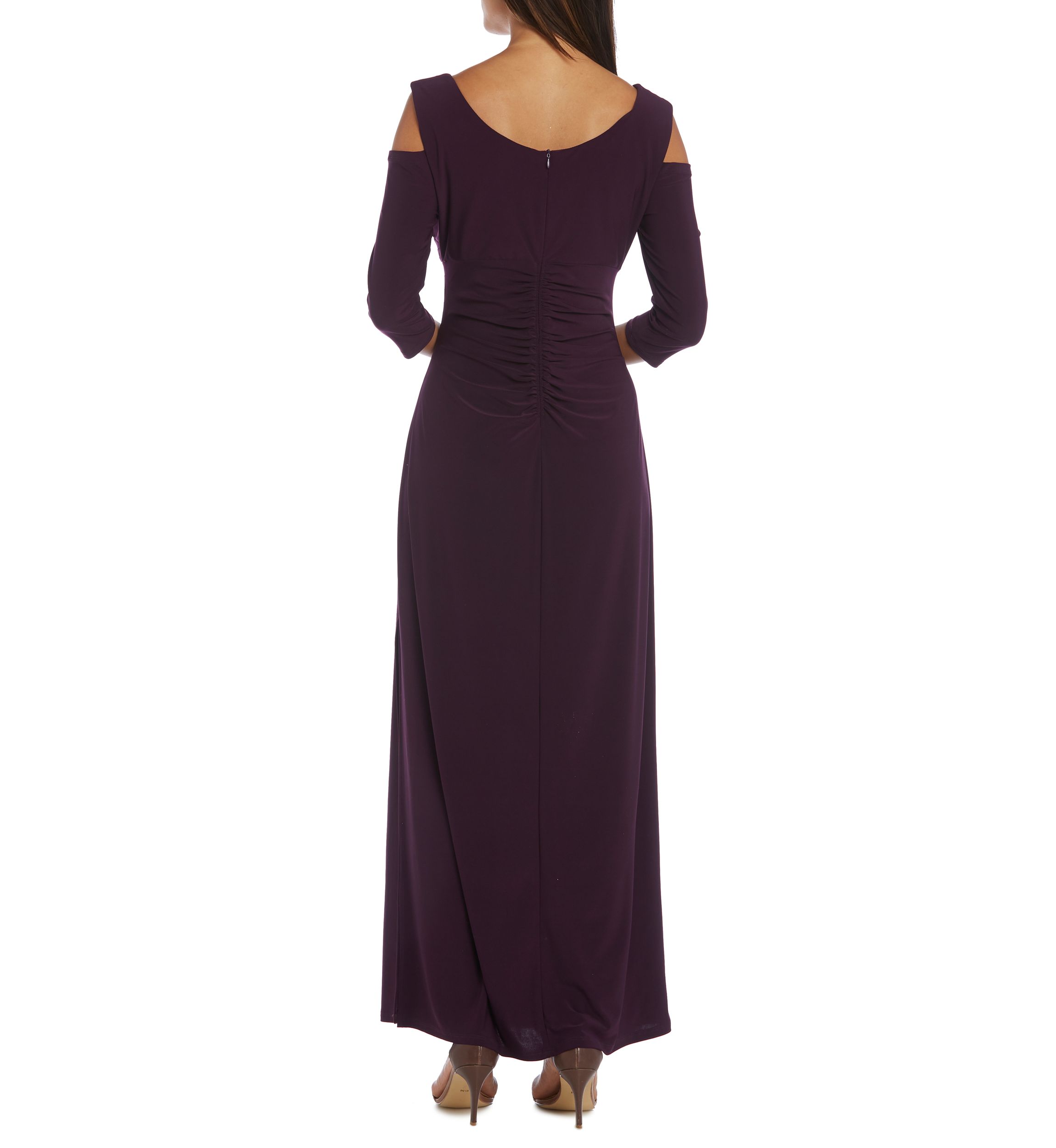 Long Empire Waist Cold Shoulder With 3 4 Sleeves Drs