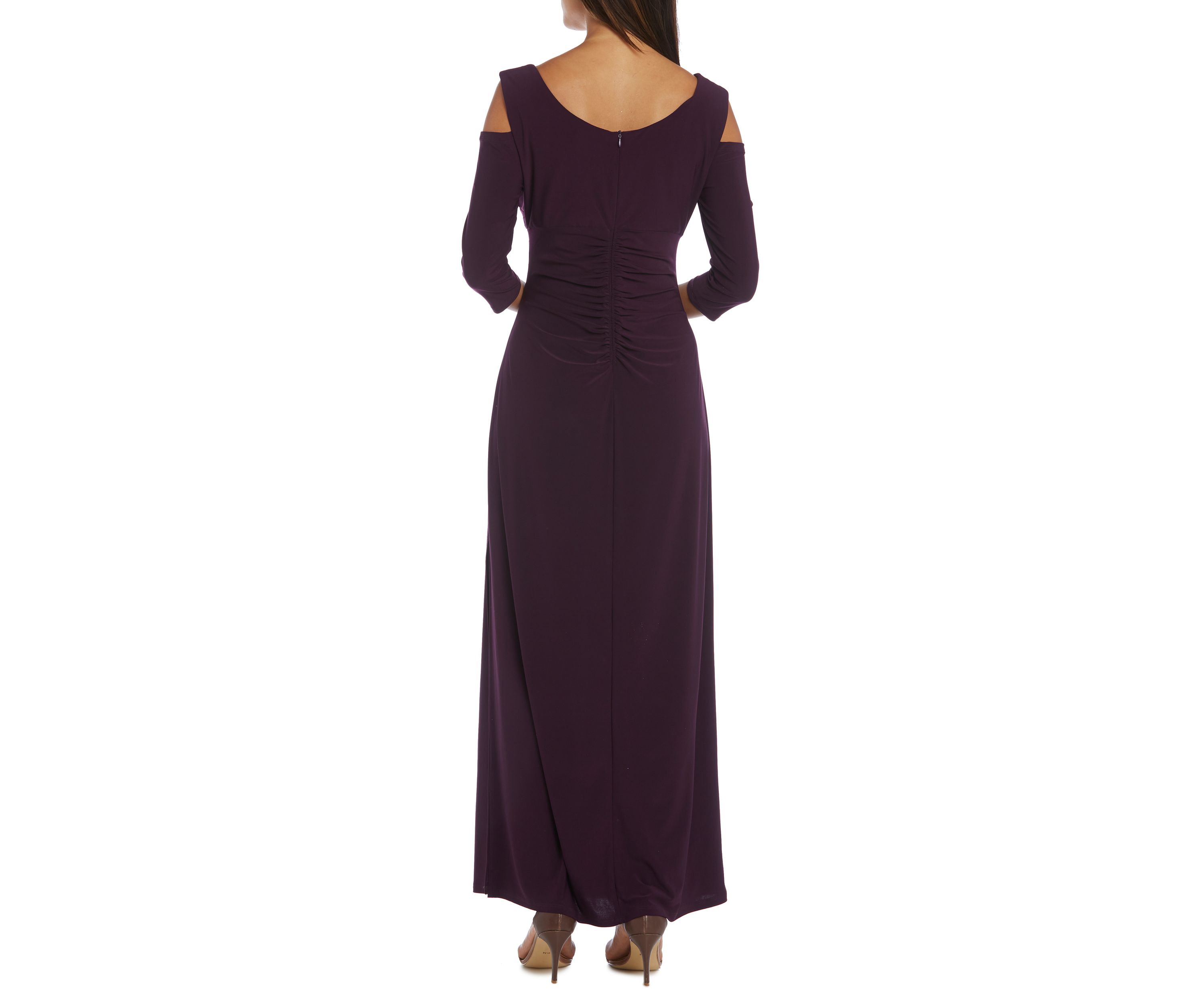 Long Empire Waist Cold Shoulder With 3 4 Sleeves Drs