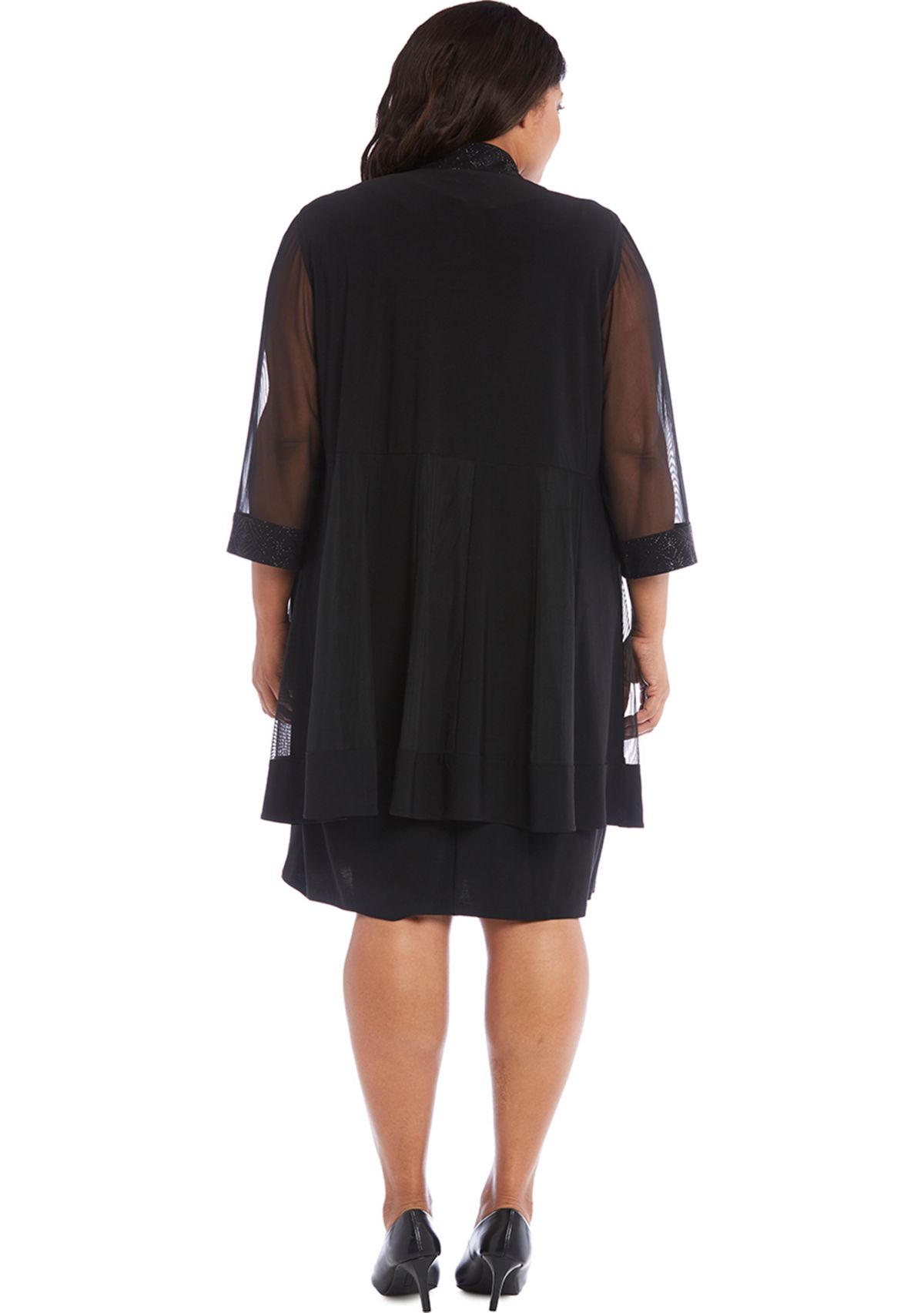 Plus Size  Shift Dress with Matching Jacket and Metallic Detailing 