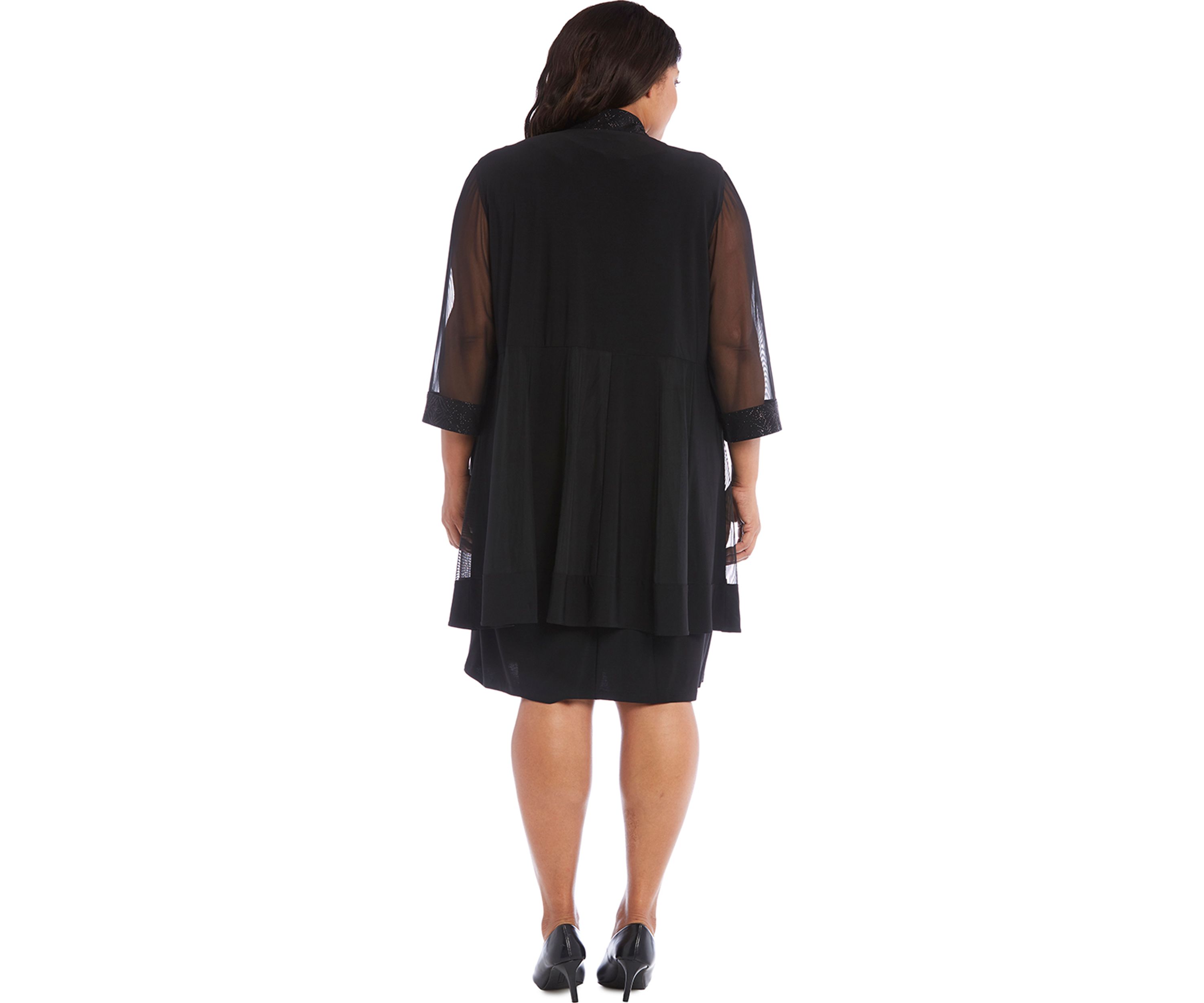 Plus Size  Shift Dress with Matching Jacket and Metallic Detailing 