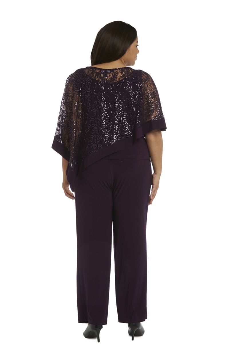 2Pc Mock Poncho With Attached Tank Over Pants