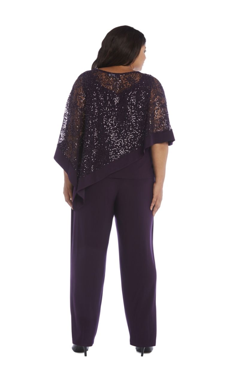 2Pc Mock Poncho With Attached Tank Over Pants