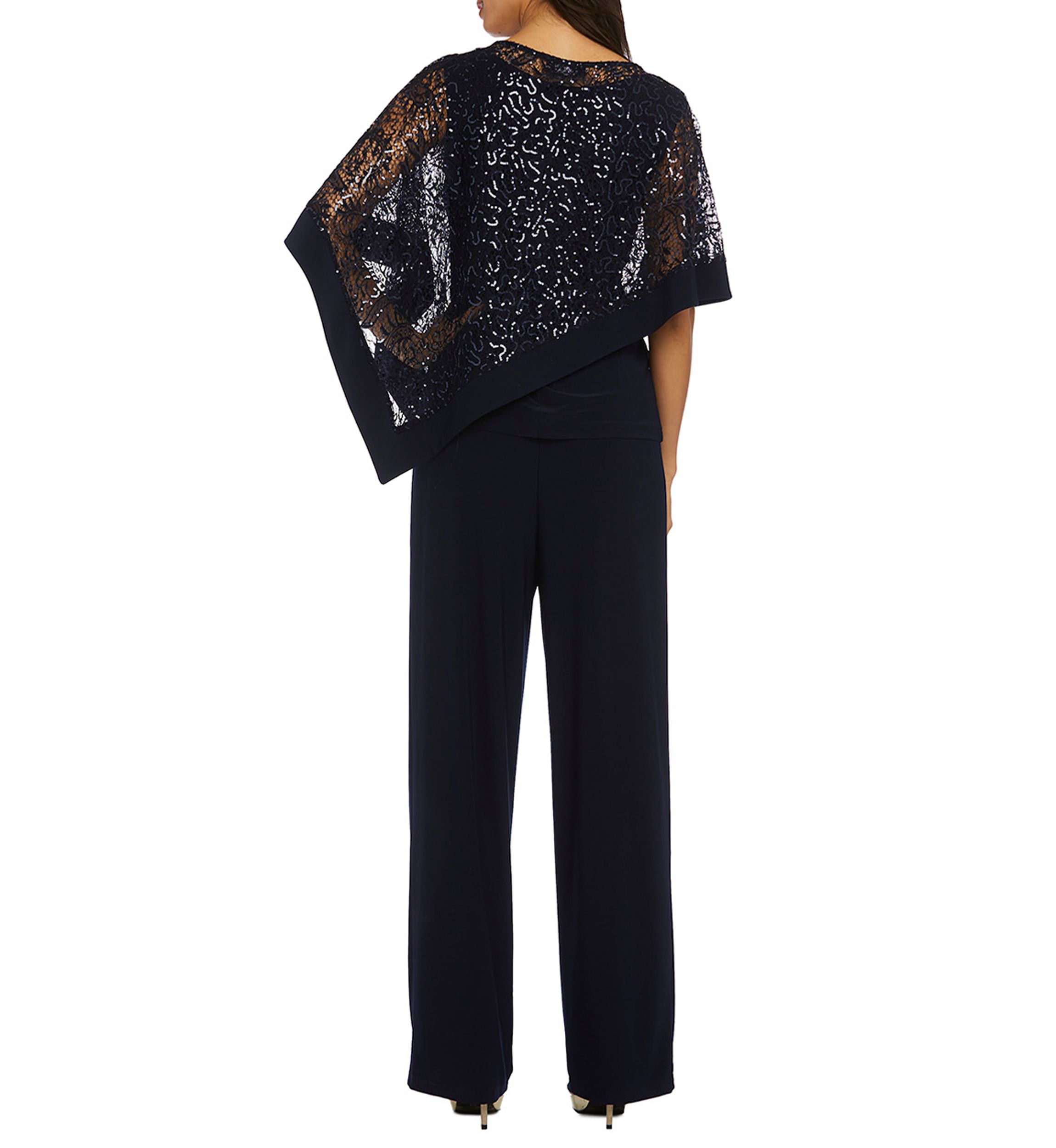 2Pc Mock Poncho With Attached Tank Over Pants