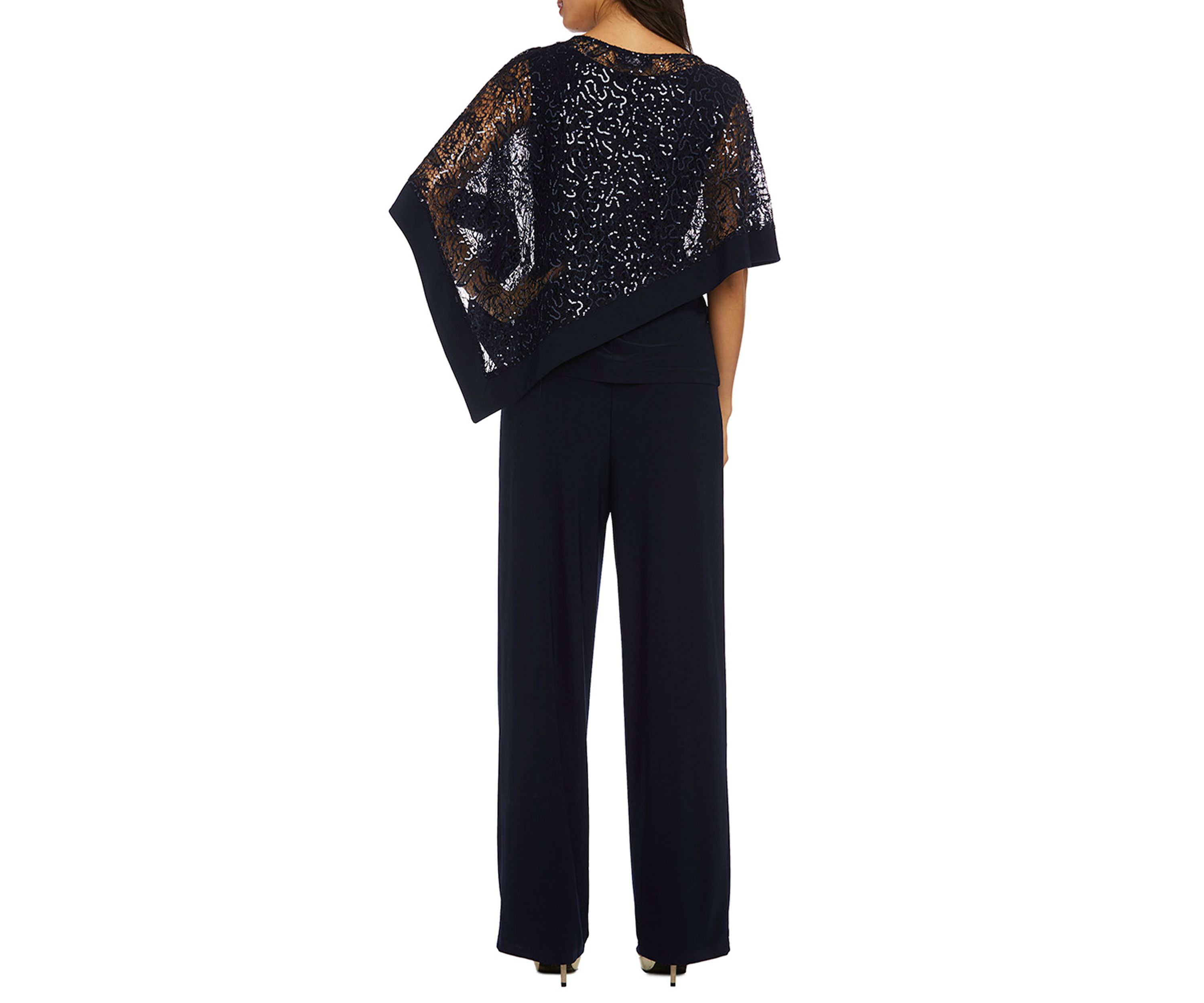 2Pc Mock Poncho With Attached Tank Over Pants