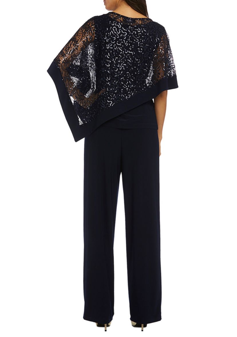 2Pc Mock Poncho With Attached Tank Over Pants