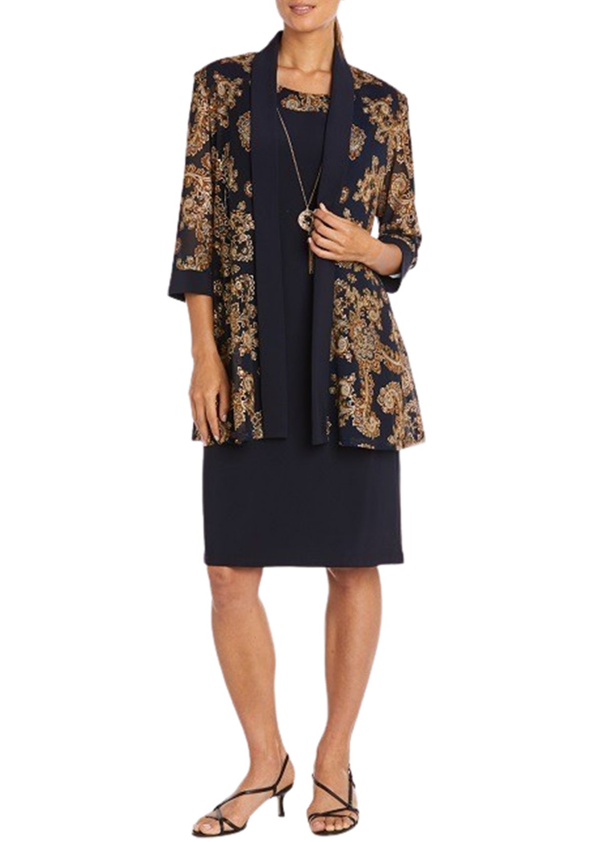 Womens Mesh Paisley Burnout Jacket Dress