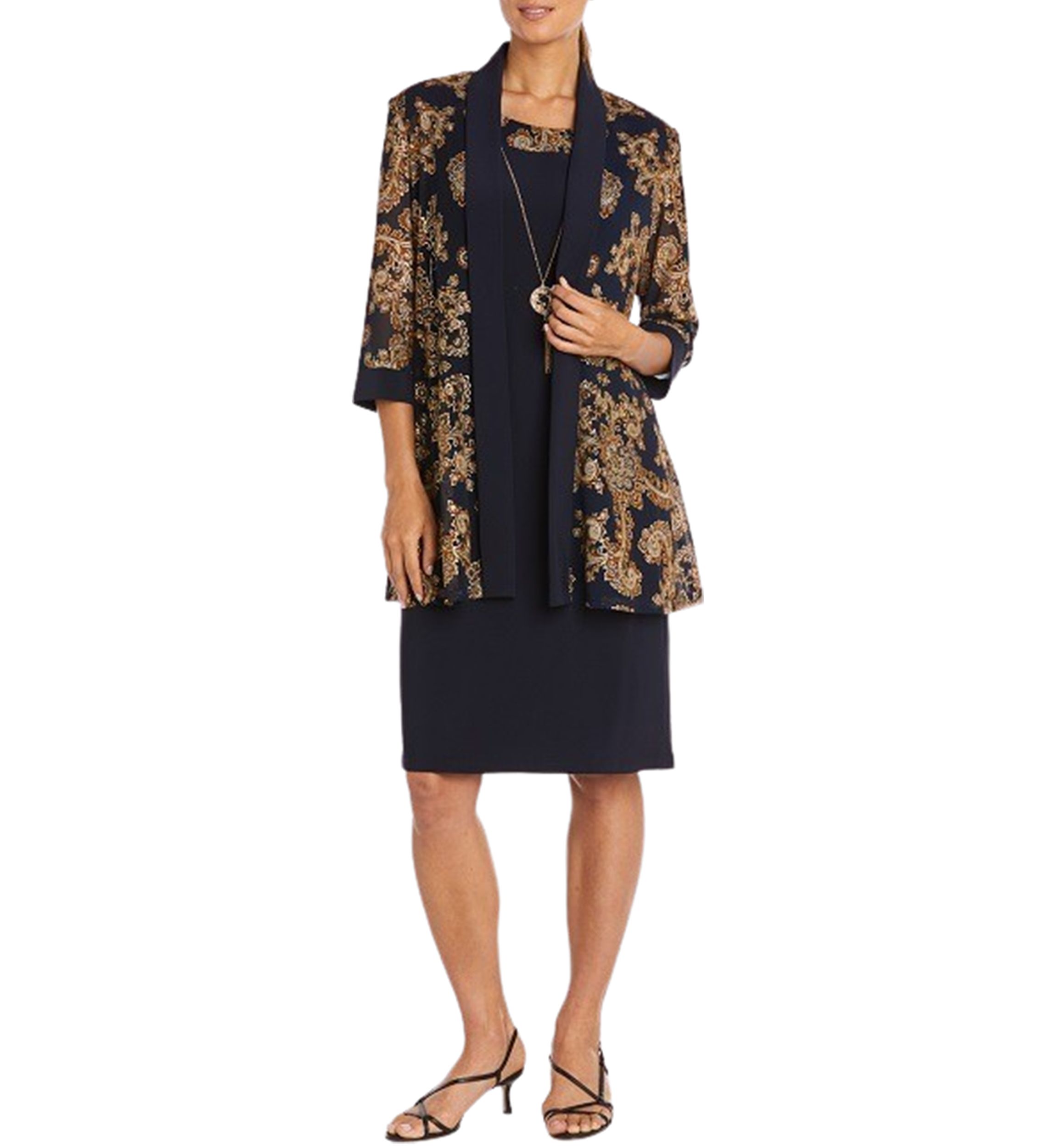 Womens Mesh Paisley Burnout Jacket Dress
