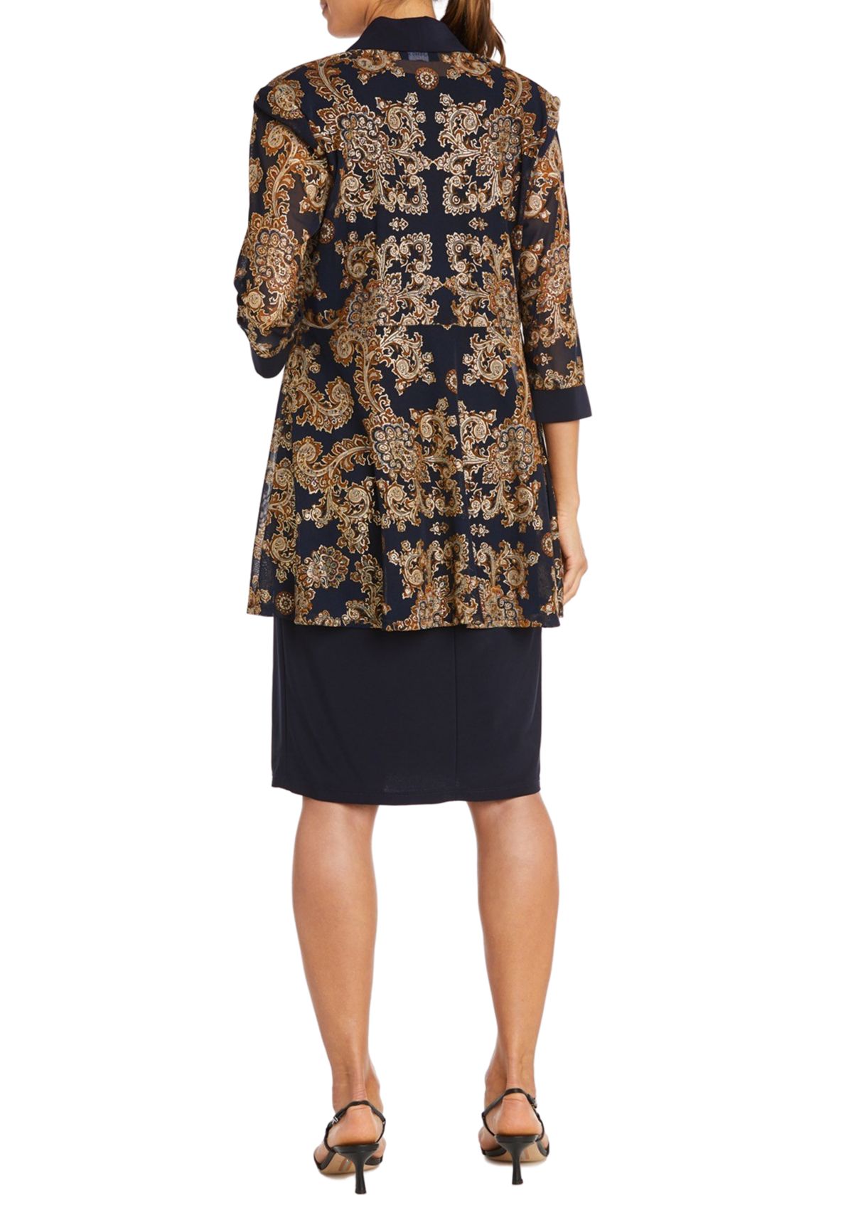 Womens Mesh Paisley Burnout Jacket Dress