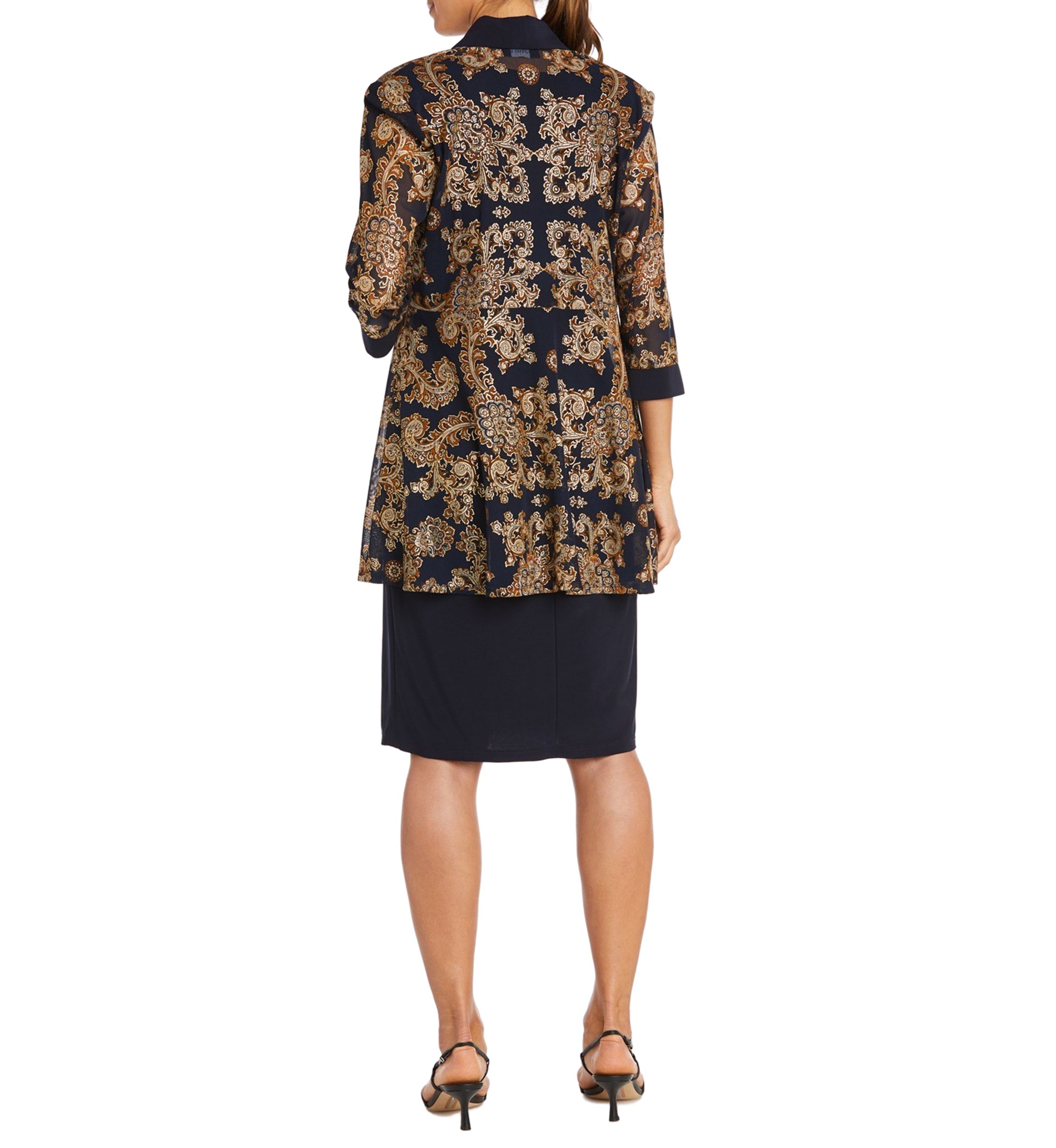 Womens Mesh Paisley Burnout Jacket Dress