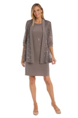 2Pc Stripe Dot Sequin Lace And Ity Jacket Dress