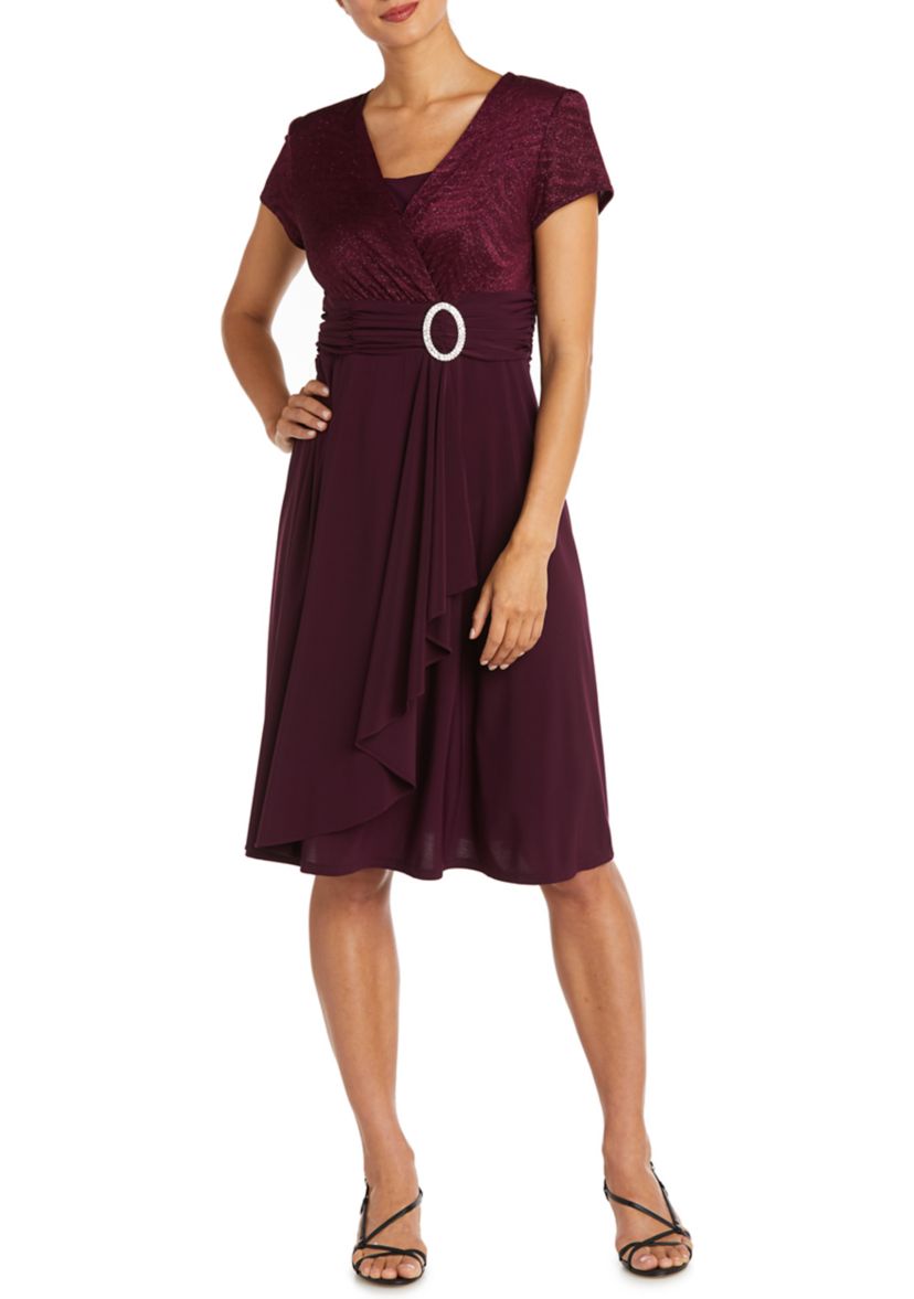 Womens One Piece Cascade Wrap Dress with Modesty 