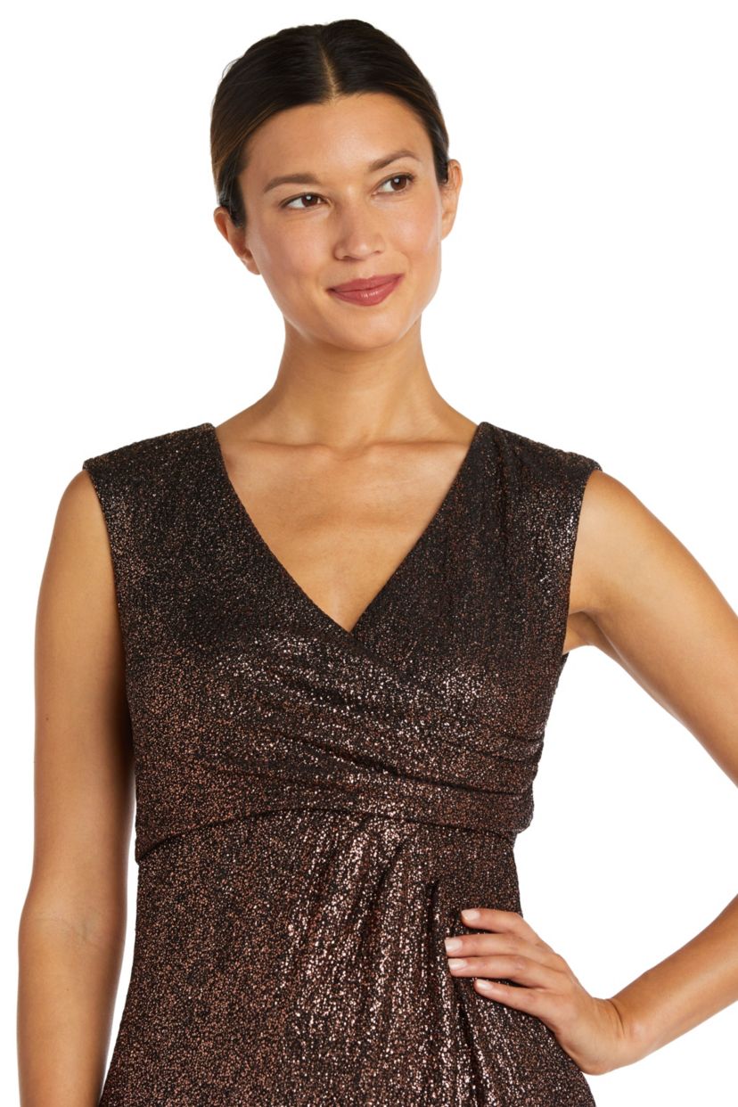 1Pc Wrap Front Ombre Foil Texture Knit Dress