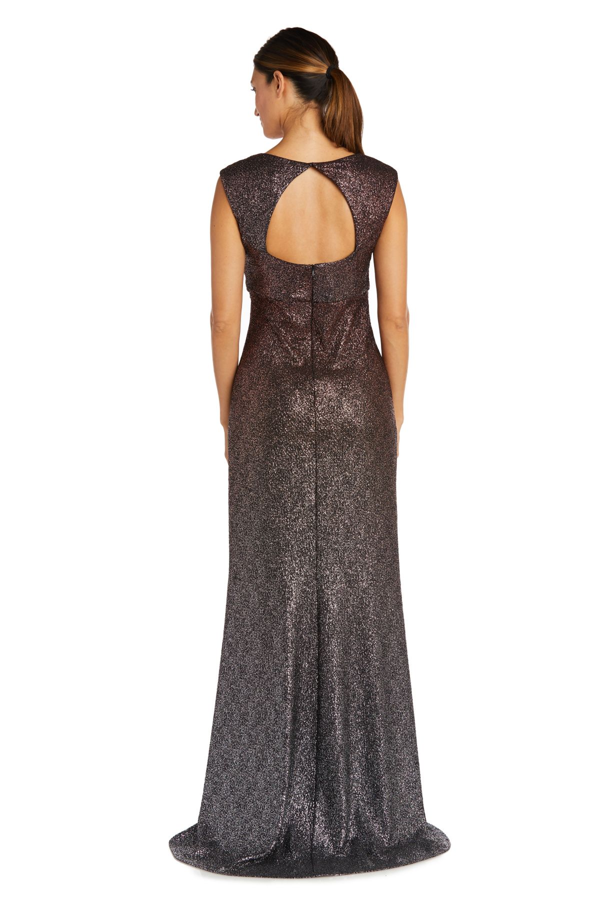 1Pc Wrap Front Ombre Foil Texture Knit Dress