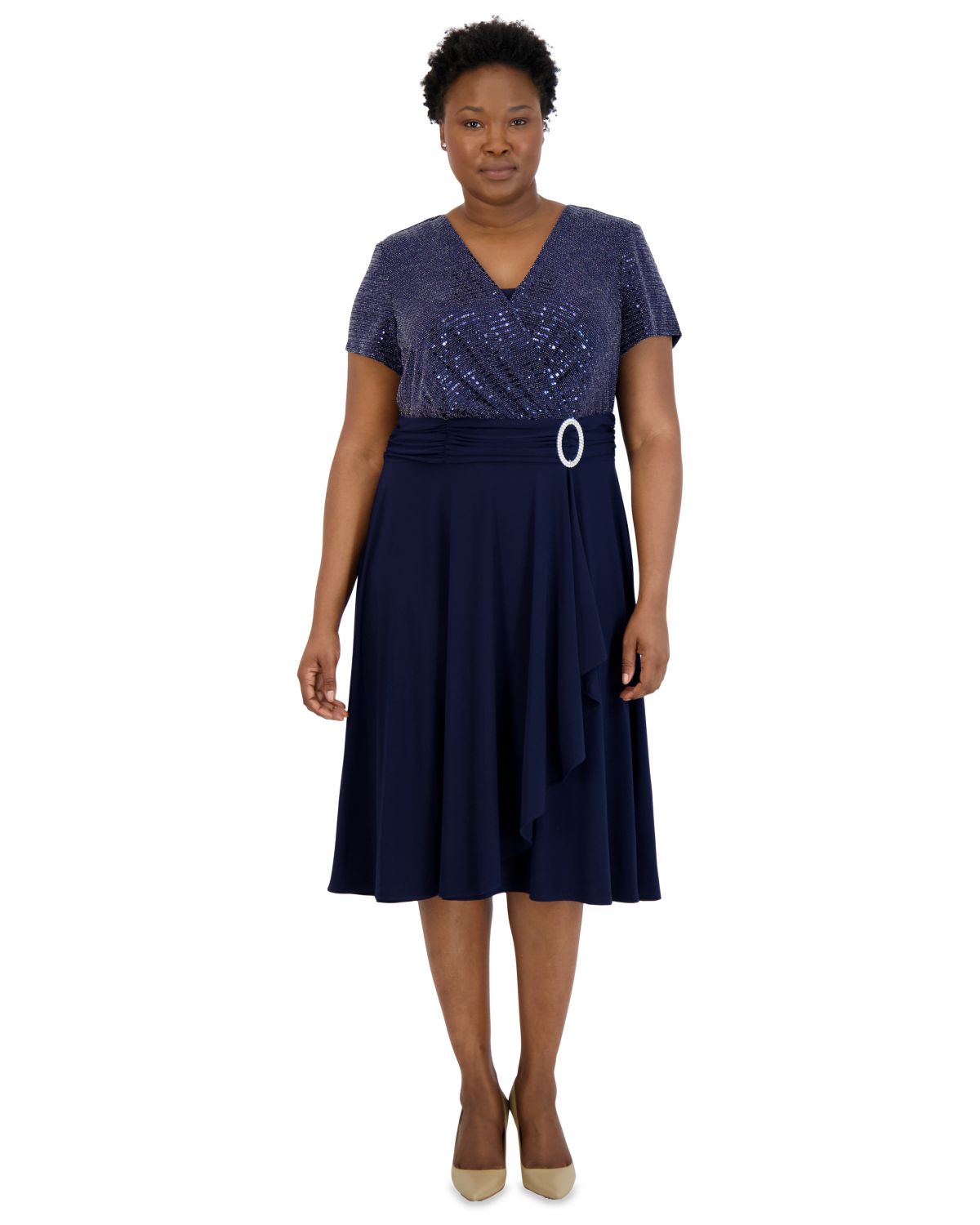 1Pc Cascade Wrap Dress With Modesty