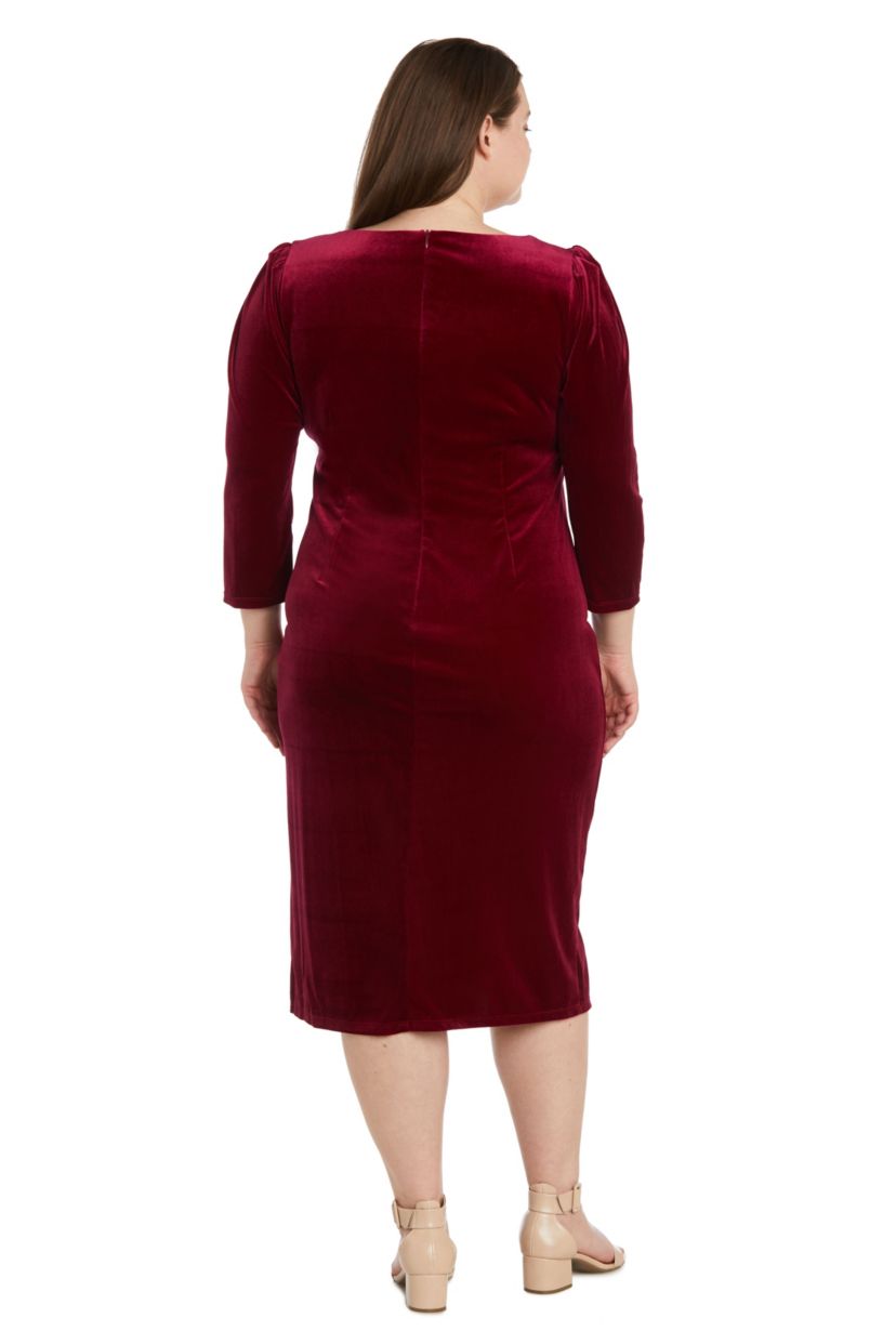 1Pc Puff Sleeve Side Wrap Dress With Brooch Detail