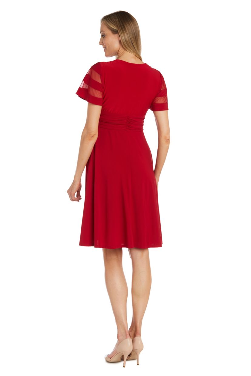 1Pc Cascade Wrap Dress With Sleeve Detail And Rhinestone Buckle
