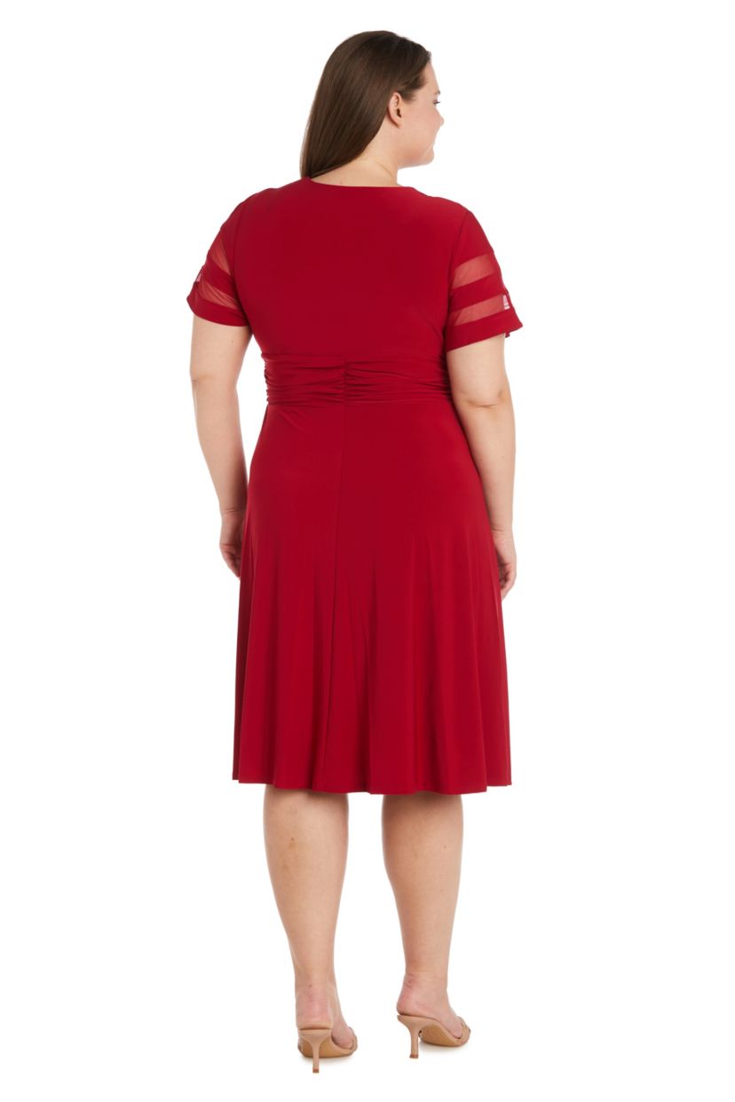 1Pc Cascade Wrap Dress With Sleeve Detail And Rhinestone Buckle