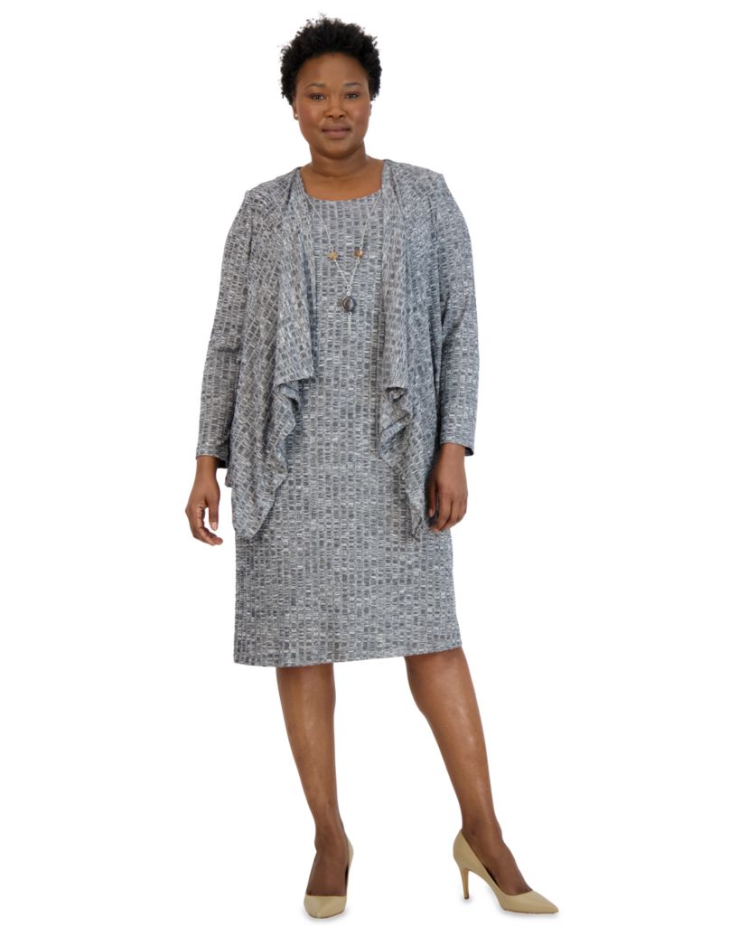 1Pc Mock Cascade Front Jacket Dress