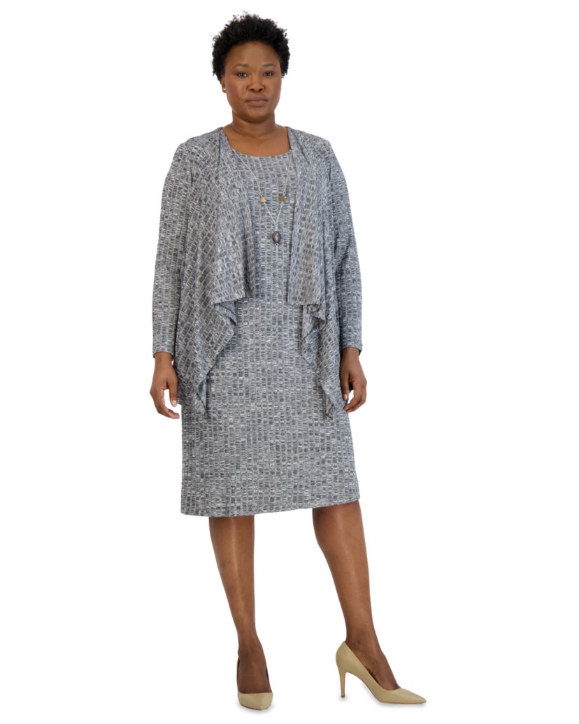 1Pc Mock Cascade Front Jacket Dress