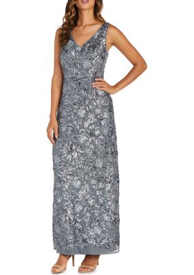 R&m Richards Women's Sequined Column Gown