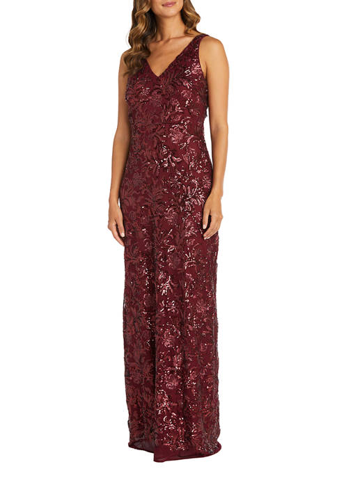 Petite Sequined Column Gown