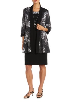 2Pc Print Hacci With Lurex Jacket Dress