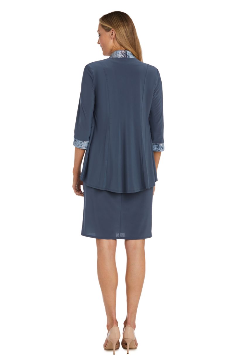 2Pc Banded Glitter Velvet Trim Hilo Jacket Dress