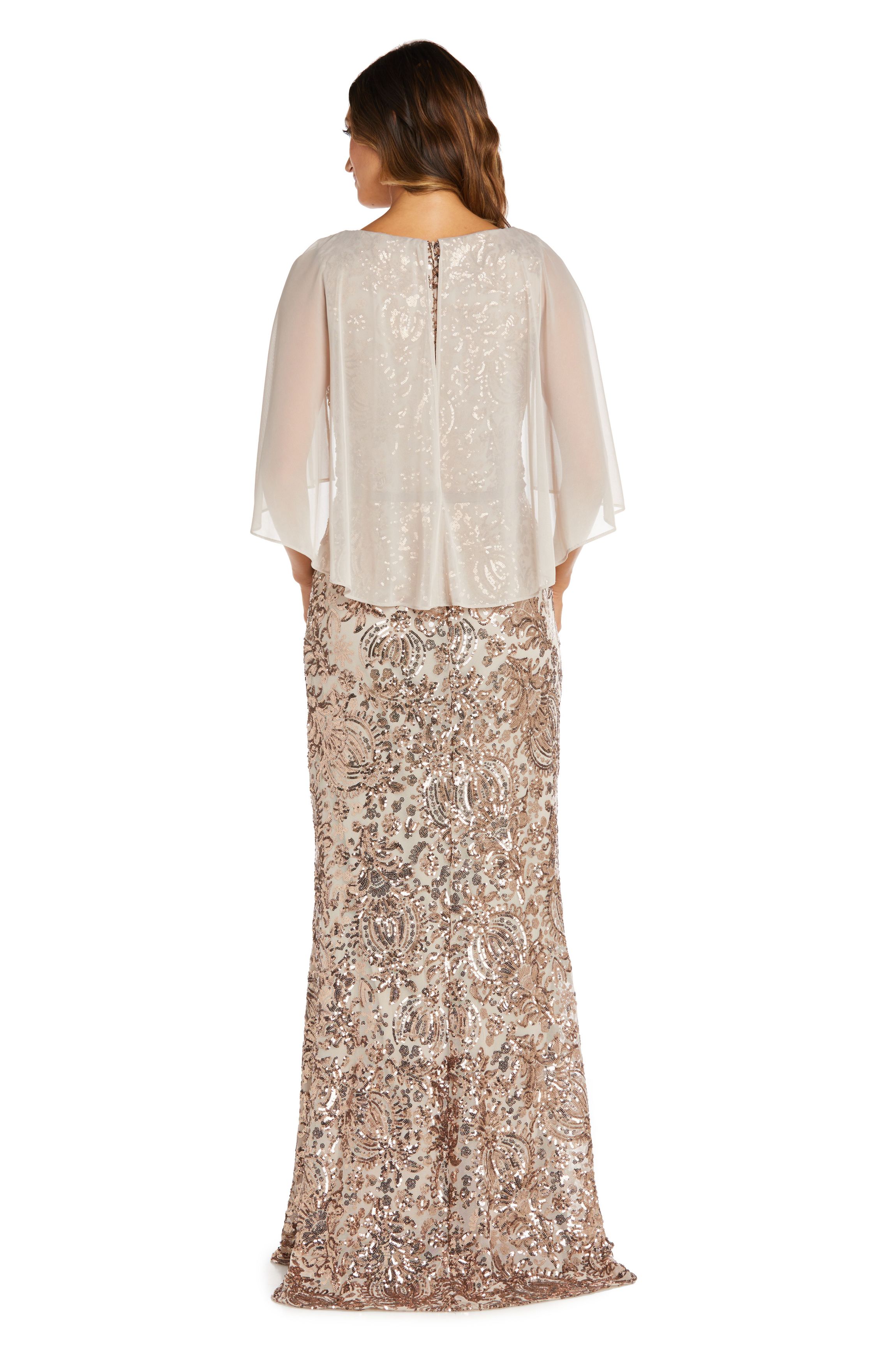 1Pc V Neck Emb Sequin Capelet Fishtail Dress