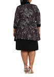 Plus Size Two-Piece Printed Jacket and Dress Set