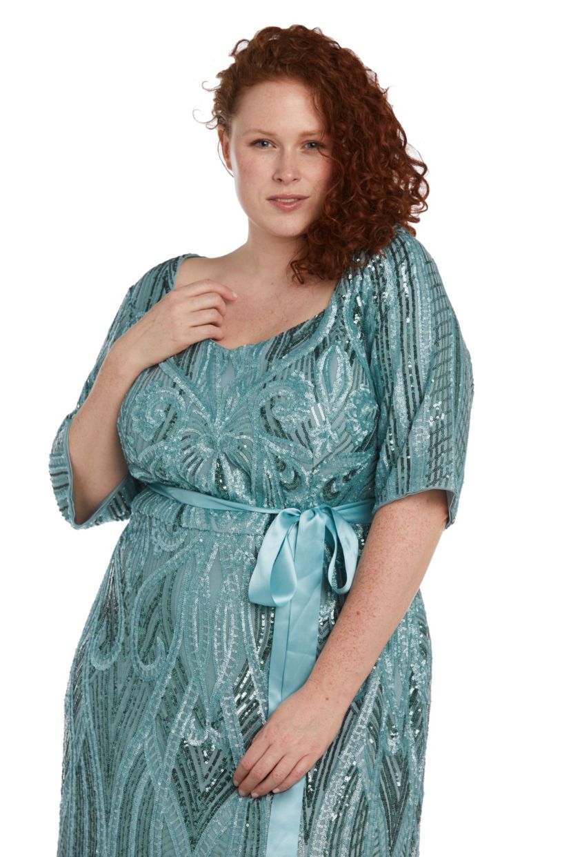 1Pc Sweetheart Neckline Emb Sequin Panel Godet Dress