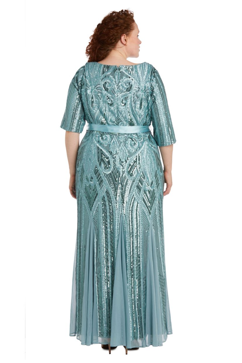 1Pc Sweetheart Neckline Emb Sequin Panel Godet Dress