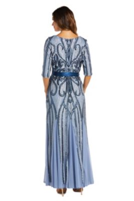1Pc Sweetheart Neckline Emb Sequin Panel Godet Dress