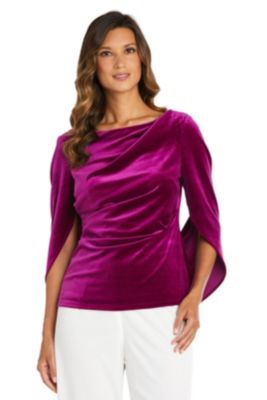 1Pc Drape Back Sleeves Velvet Top