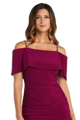 1Pc Cold Shoulder Dress With Rhinestone Chain Detail