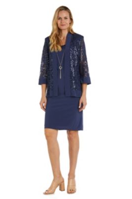 2Pc Banded Hi Lo Ity And Sequin Jacket Dress
