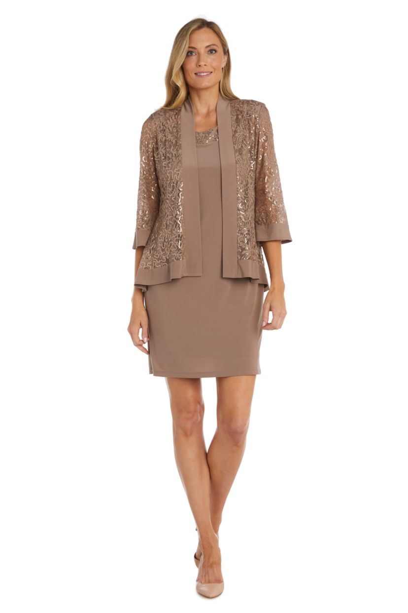 2Pc Banded Hi Lo Ity And Sequin Jacket Dress