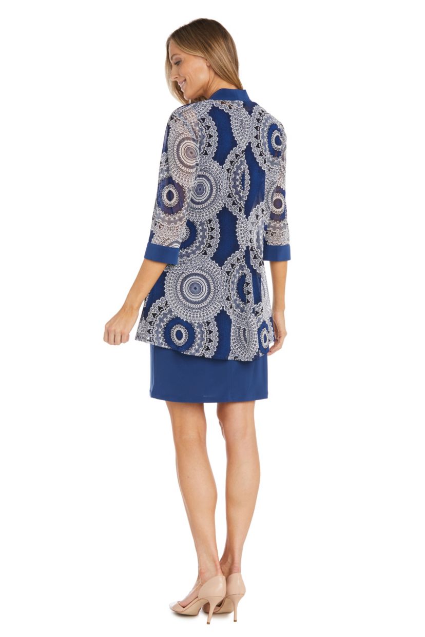 2pc Puff Print Power Mesh and Ity Swing Jacket Dress