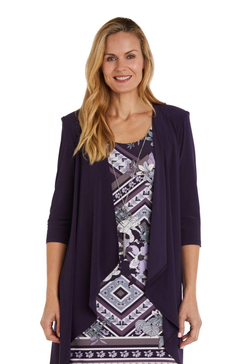 2Pc Puff Print Ity Jacket Dress