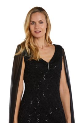 1Pc Long Mjc And Lace Duster Capelet Pinch Front Dress