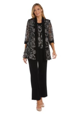 R & M Richards 2Pc Mock Emb 2Tone Ribbon Soutache Pant Set | belk