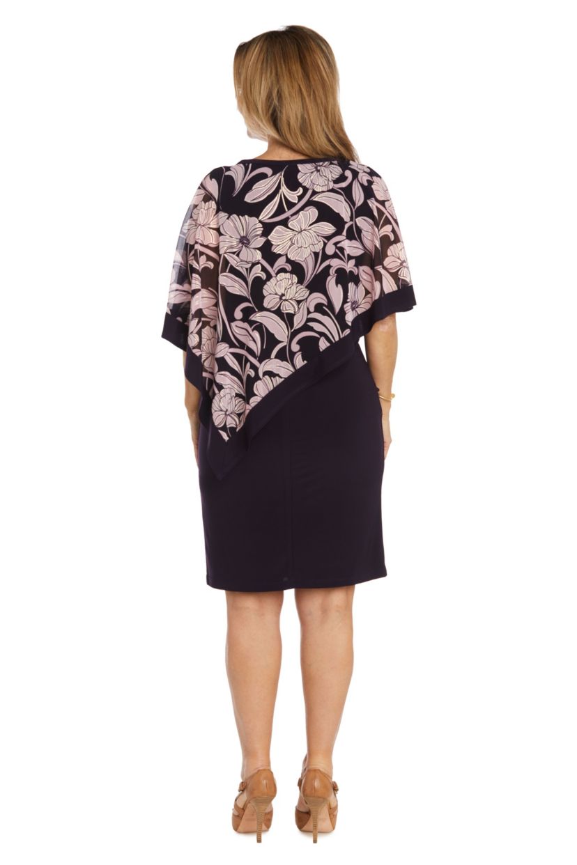 1Pc Banded Foil Power Mesh And Ity Poncho Dress
