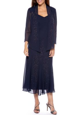 RM Richards Sheer Beaded Jacket Dress | Belk