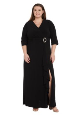 1Pc Cascade Wrap Dress With Modesty And Rhinestone Buckle