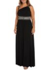 Womens One-Shoulder Beaded Gown 