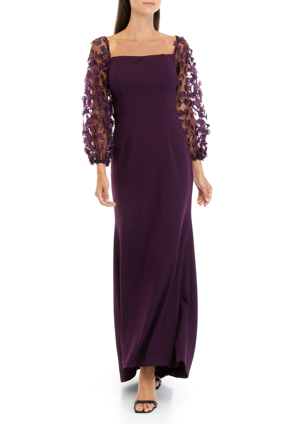 Womens 3D Flower Sleeve Gown