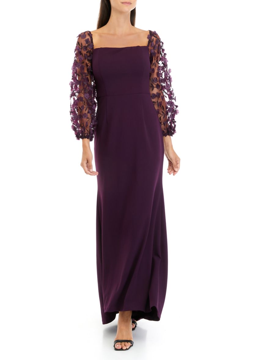 Womens 3D Flower Sleeve Gown
