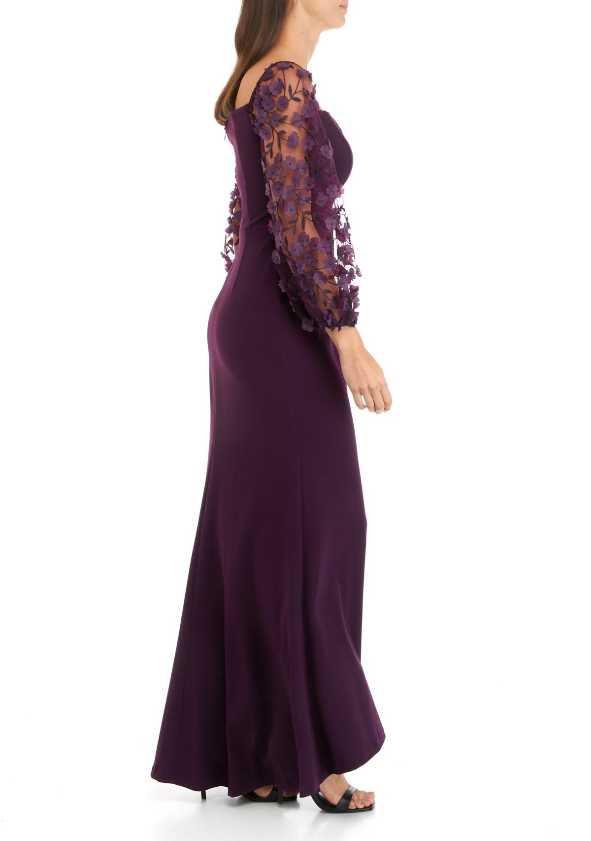 Womens 3D Flower Sleeve Gown