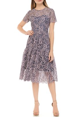Eliza J Women's Short Sleeve Tiered Lace Midi Dress | belk