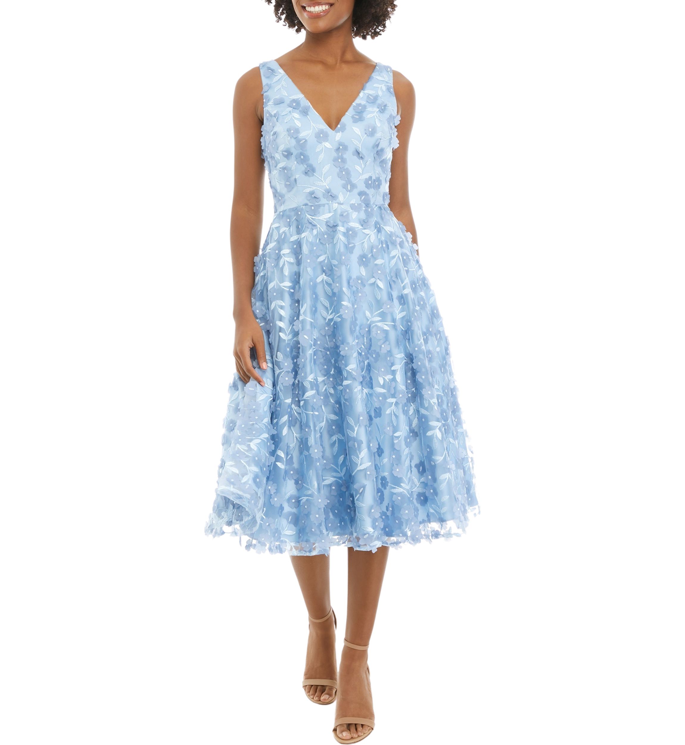 Womens Sleeveless Floral Fit and Flare Dress